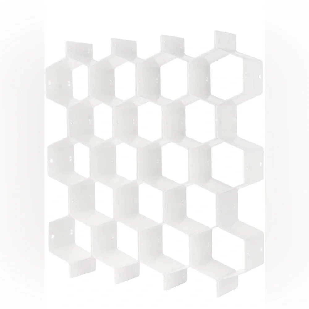 Modular Hex Grid Wall Organizer - White